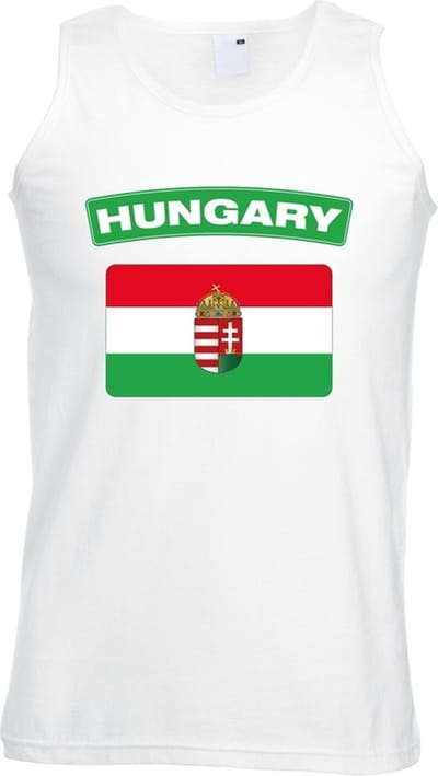 Hongarije singlet shirt/ tanktop met Hongaarse vlag wit heren S