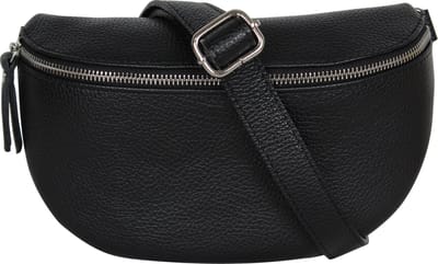 AmbraModa GLX1 - kleine heuptas buiktas crossbodytas, ideaal voor vakantie, reizen, uitgaan gemaakt van echt leer. Zwart