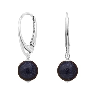ARLIZI 2074 Oorbellen blauw goudsteen hanger - sterling zilver - 3 cm