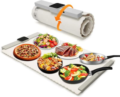 Elektrische Verwarmingsplaat - Warmhoudplaat Buffet - Eten Warm Houden - Opvouwbaar Flexibel Design - 58x35 cm - Zwart