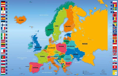 Bureauonderlegger met Europese Kaart - Stevig Karton en PVC - 37.5 x 57.5 cm