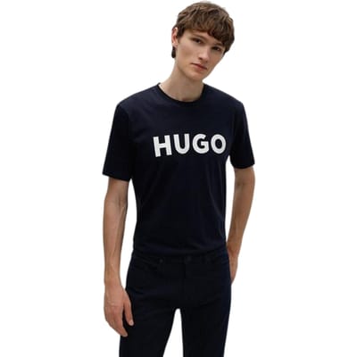 Hugo Heren-T-shirt met Dulivio-logo in contrasterende kleuren (Black Iris Marineblauw/Wit)