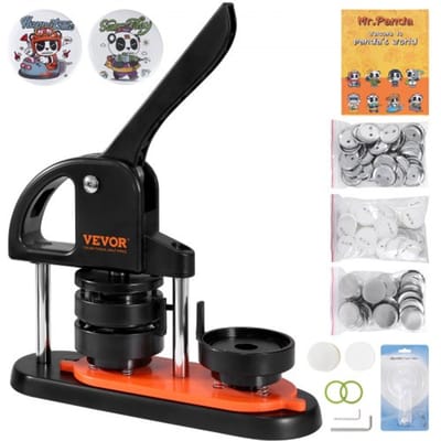 VEVOR Button Machine Button Maker Machine 58mm 100 stuks Badge Punch Pers, Button Pers, DIY Badge Pers Machine Button Badge Maker voor Gepersonaliseerde Badges inclusief Spellbook en Cirkelsnijder
