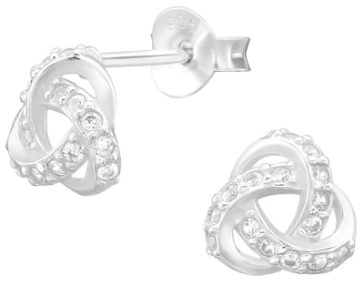Joy|S - Zilveren knoop oorbellen - 7.5 mm - zirkonia - sterling zilver 925