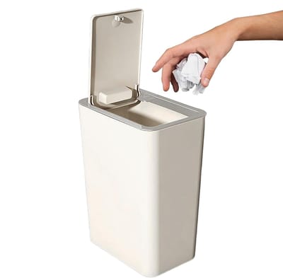Prullenbak met deksel - Afvalbak compact - Kleine ruimtes - 10 Liter inhoud - 364 x 264 x 167 cm