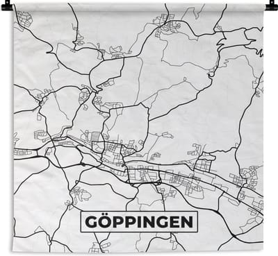 Wandkleed - Wanddoek - Plattegrond - Göppingen - Kaart - Stadskaart - 180x180 cm - Wandtapijt