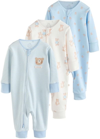Next - Jongens - Way Zip Baby Slaappakjes 3 Pak - Blauw