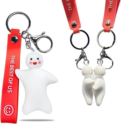 Set van 2 sneeuwpopsleutelhangers - grappig kerstcadeau - voor koppels en vrienden - geschikt voor mannen en vrouwen