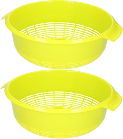 Plasticforte keuken vergiet - 2x - groen - 27 x 23 x 9 cm - Laag model - kunststof - keuken accessoires