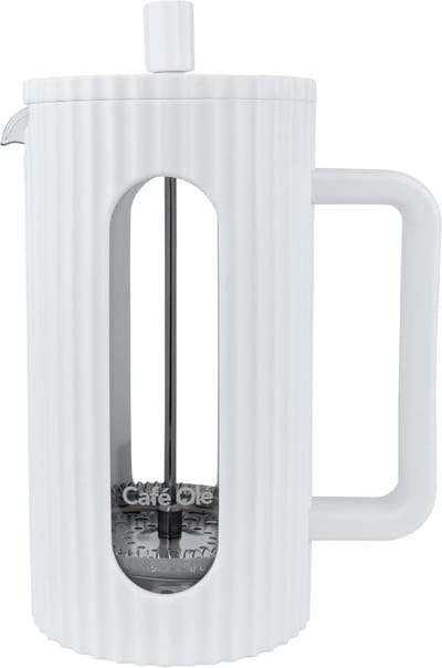 Koffiezetter Glas - Franse Pers - Koffie Bereiden - Hittebestendige Handgreep - 8 Kopjes 1000ml - Wit