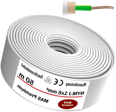 Installatiekabel - Stroomkabel Mantelleiding - Vaste Installatie Vochtige Ruimtes - Voldoet aan VDE-Norm - 50m 1x6 mm² - Grijs