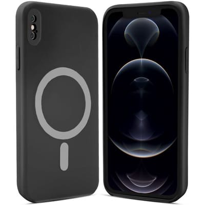 ShieldCase telefoonhoesje geschikt voor Apple iPhone X/Xs Magneet hoesje siliconen zijde - zwart - Backcover case - Shockproof hoesje - Zacht hoesje met oplaad ring