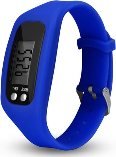 Stappenteller Horloge - Fitness Armband Digitale - Wandelen Hardlopen Tellen - Groot LCD Scherm - 25 cm - Blauw