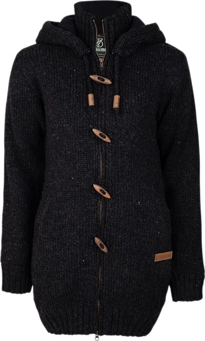 Gebreid Wollen Dames Vest van Schapenwol met Polyester Fleece voering en afneembare capuchon - SHAKALOHA - W Woodcord DLX S