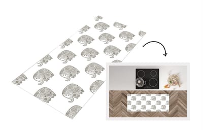 Keukenloper - Loper keuken - Doodle - Olifant - Design - 120x50 cm - Keukenloper vinyl