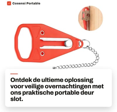 Dailygoods- Deurslot Draagbaar - Deurslot Hotels - Deurslot Reis - Deurslot Beveiliging - Deurslot met Vergrendeling - Roestvrij Staal 13x4,3x3,8 cm - Reisdeurslot