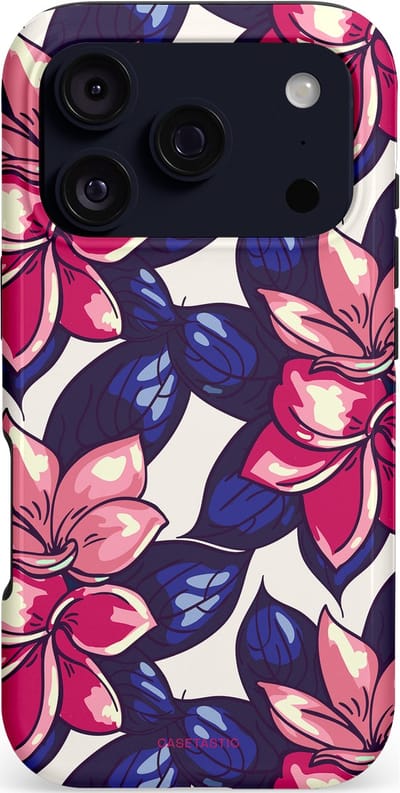 Casetastic hoesje geschikt voor Apple iPhone 17 Pro - MagSafe - Dubbellaagse bescherming - Tropen paradijs - Fashion Case - Donkerblauw Koraal Crème