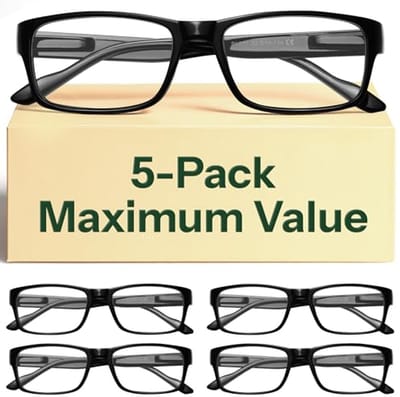 5-Pack Leesbril met Blauwlichtfilter - Lichtgewicht, Anti-glare, Voor Mannen en Vrouwen