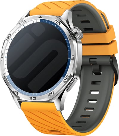 Strap-it Twill Sportbandje Nylon 22mm – geschikt voor Samsung Galaxy Watch 3 (45mm) / Galaxy Watch (46mm) / Gear S3 – Polar Vantage M / M2 / M3 / Grit X / Grit X Pro – Huawei Watch GT 1 / GT 2 / GT 3 / GT 4 (46mm) – Donkergeel & Grijs