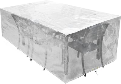 Famanu – Waterdichte afdekhoes voor tuinmeubelset - rechthoekig - wind- en uv-bestendig - extra groot 280 x 204 x 106 cm - transparant