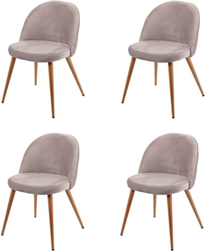 Set van 4 eetkamerstoelen MCW-D53, stoel keukenstoel retro jaren 50 design, fluweel ~ grijsbruin