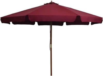 Tuinparasol Houten Paal - Strandparasol Terrasparasol - Buiten Genieten - Dubbel Katrolsysteem - 330 x 240 cm - Bordeauxrood