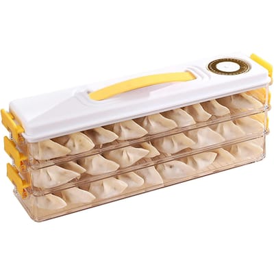 Dumpling Bewaarcontainer Voedselkwaliteit Plastic Koelkast Dumpling Bewaardoos voor Thuis beige