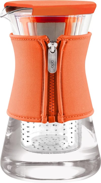 Qdo Karaf Glas - Met Neopreen Sleeve - Voor Warme en Koude Dranken - 1,2 liter - Oranje