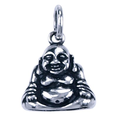 Zilveren Hotei zittend ketting hanger