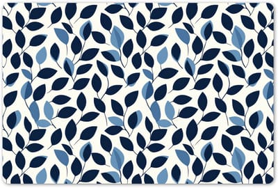Placemats 45x30 cm - Placemat kunststof - 1 stuk - Grafisch - Bladmotief - Diepblauw - Borden onderleggers - Decoratie voor op tafel - Keuken tafeldecoratie accessoires - Vinyl onderlegger - Tafelversiering