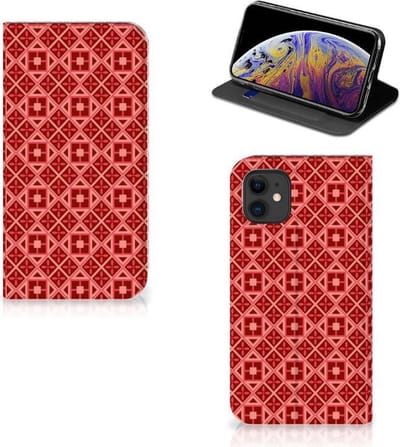 Apple iPhone 11 Hoesje met Magneet Batik Rood