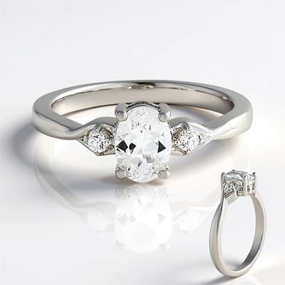 Cavill - Zilveren Ring met Ovale Danburiet 0,63 ct en Pavé Zirkonia - 925 Sterling Zilver - Elegante Handgemaakte Ring 22x20 mm