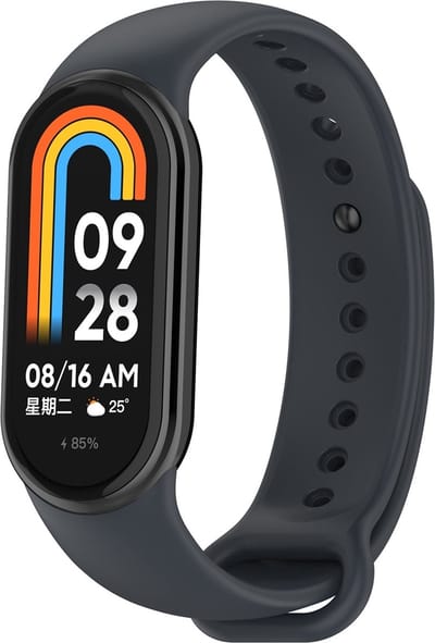 By Qubix - Siliconen bandje - Donkergrijs - Geschikt voor Xiaomi Smart Band 8 / 9 / 10