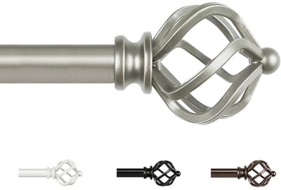 Dailygoods- Gordijnroede Decoratief - Uitschuifbaar 80-148CM - Twisted Cage Eindstuk - Gordijnstang - Raamdecoratie - Modern Design