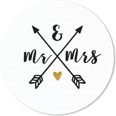 Muismat rond 20x20 cm - Mousepad Huwelijk - Quotes - Mr & Mrs - Spreuken - Ronde muismatten
