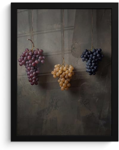 Poster in lijst - Fotolijst 30x40 cm - Posters - Druiven - Kleurrijk - Muur - Posterlijst zwart - Decoratie - Wanddecoratie woonkamer - Muurdecoratie slaapkamer
