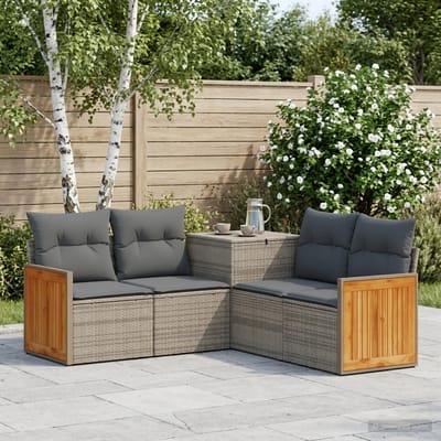 vidaXL - Bankstel - 5 - st - Grijs - en - Donkergrijs - 176 - x - 176 - x - 85 - cm