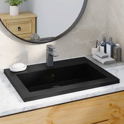 vidaXL - Wasbak - 600x450x120 - mm - graniet - zwart