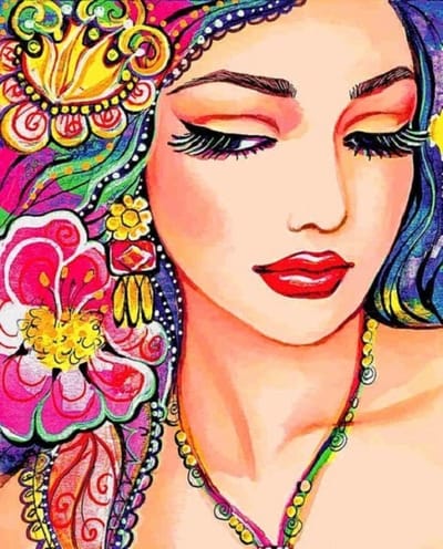 Diamond Painting Set Girl 40x30cm Full size ronde steentjes