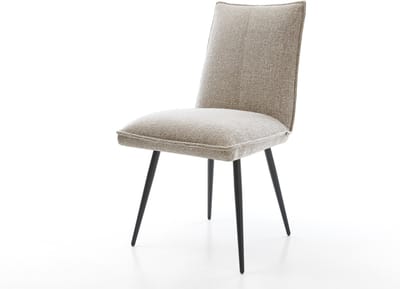 Gestoffeerde-stoel Lelio-Flex 4-poot conisch zwart geweven stof beige pocketveer kern
