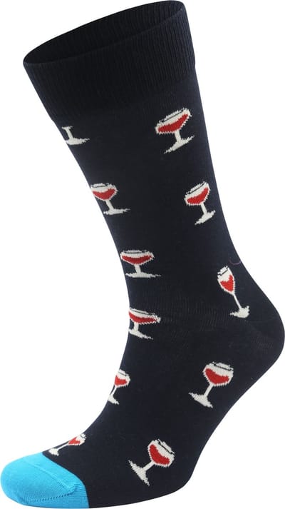 Happy Socks Sokken Glass of Wine - Maat 41-46 - Heren - Grappige sokken - Halfhoge sokken