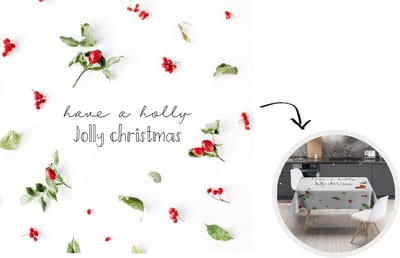 Kerst Tafelkleed - Kerstmis Decoratie - Tafellaken - Kerst - Bessen - Planten - 180x180 cm - Kerstmis Versiering