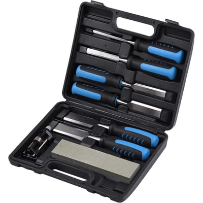 9-delige houtbeitelset met draagtas Slijpgids Wetsteen Antislip houtsnijwerk platte beitels 9 PCS