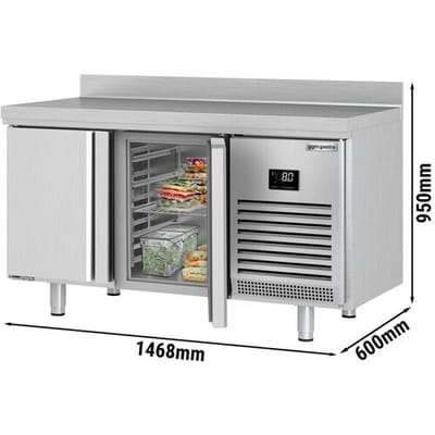 GGM Gastro Kühltisch Premium PLUS - 1468x600mm - mit 2 Türen - mit Aufkantung Zilver