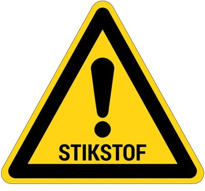 Stikstof waarschuwingsbord | gecoat dibond materiaal | 15 cm