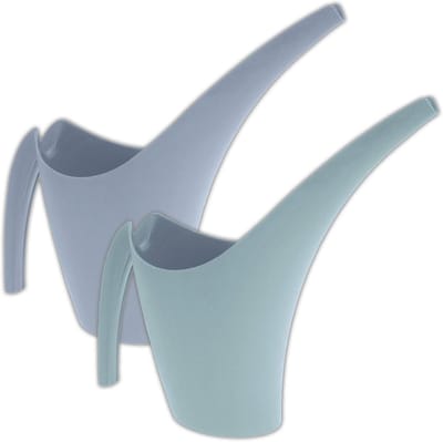 Set van 2 kunststof gieters 1,8L in turquoise en grijs voor kamerplanten