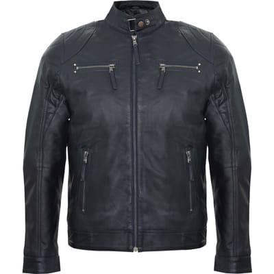 Leren biker racejack met rits