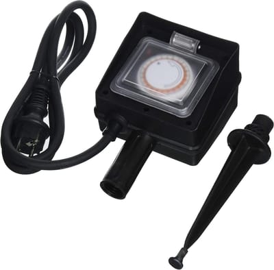 Grondpen met stopcontact - Stroomverdeler Tuin - Automatisch Verlichting - Geïntegreerde Timer - 15 Meter Kabel - Zwart