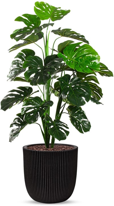 Kunstplant Monstera in Planter Ball groove zwart H135 cm