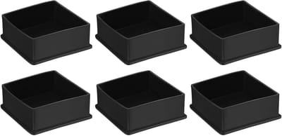 6 Stuks Vierkante PVC Stoelpootdoppen Zwart voor Tafels en Stoelen - 75x75mm Beschermers